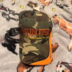 Hunter Camo Baseball Cap with Orange Accents